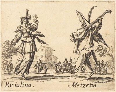 Riciulina and Metzetin by Jacques Callot
