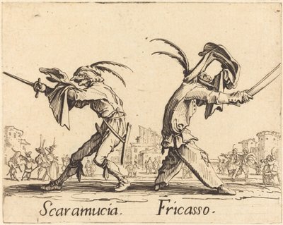 Scaramucia and Fricasso by Jacques Callot