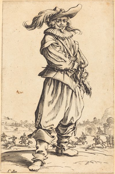 Soldier with Feathered Hat by Jacques Callot