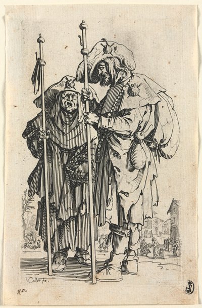 The Beggars: The Two Pilgrims by Jacques Callot