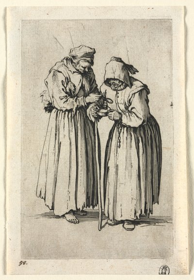The Beggars: Two Beggar Women by Jacques Callot
