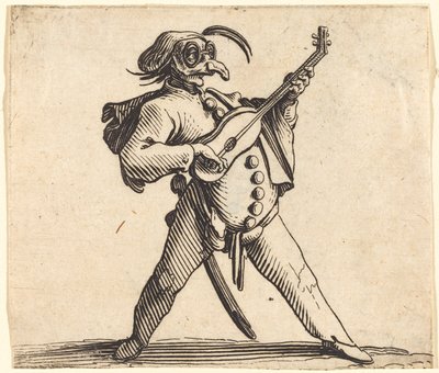 The Masked Comedian Playing a Guitar by Jacques Callot