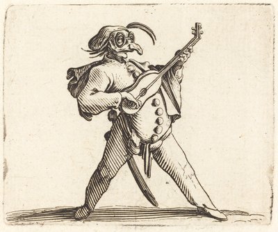 The Masked Comedian Playing a Guitar by Jacques Callot