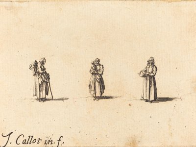 Three Women, One Holding a Child by Jacques Callot
