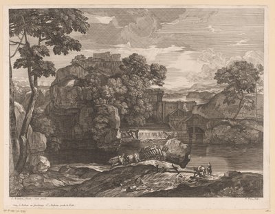 River Landscape with Hay Wagon in the Foreground by Jacques Prou