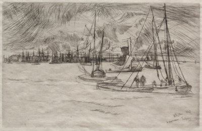 Amsterdam from the Tolhuis, 1863 by James Abbott McNeill Whistler