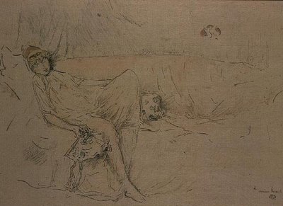 Draped figure reclining by James Abbott McNeill Whistler
