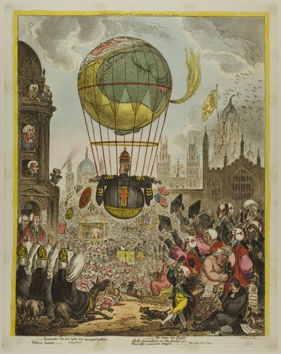 He Steers His Flight by James Gillray