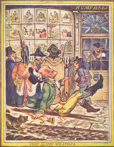 Very Slippy Weather, 1808 by James Gillray