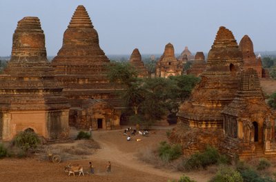 Man Aung Pagodas with farmers, Myanmar by James L Stanfield