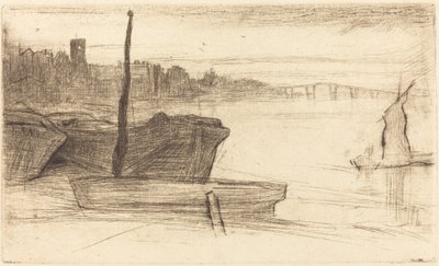 Chelsea Bridge and Church by James Abbott McNeill Whistler