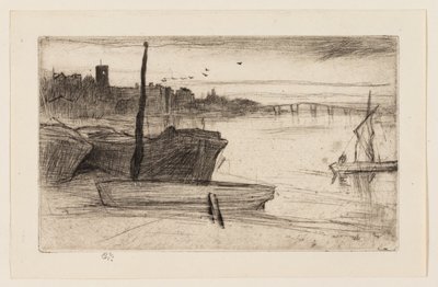 Chelsea Bridge and Church by James Abbott McNeill Whistler