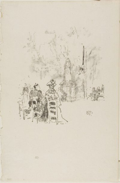 Conversation under the Statue, Luxembourg Gardens by James Abbott McNeill Whistler