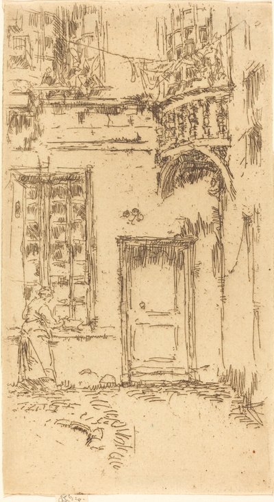 Courtyard, Rue P.L. Courier by James Abbott McNeill Whistler