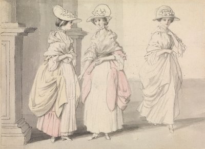 Three Ladies Standing on a Terrace by James Roberts
