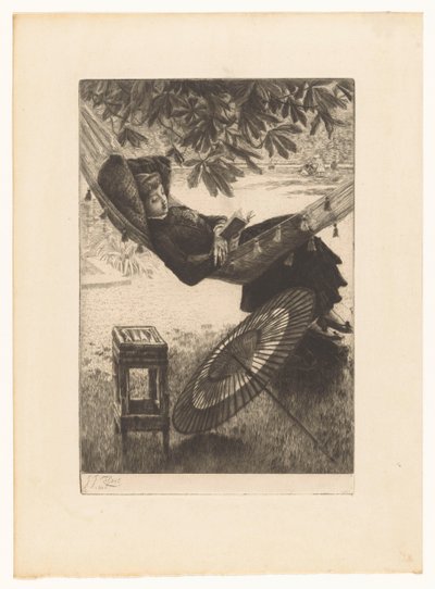 Young Woman Reading in a Hammock by James Tissot