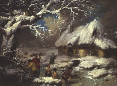 Figures Gathering Faggots in a Winter Landscape by James Ward