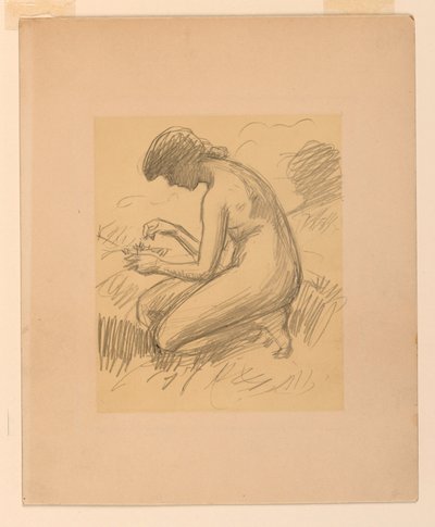 Crouching Female Nude by James Wells Champney