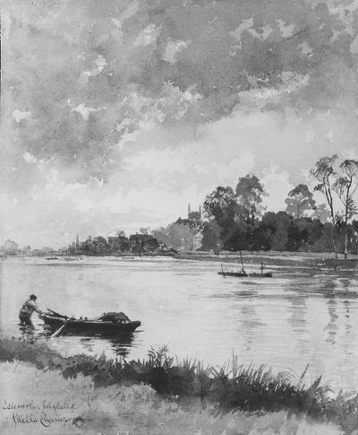 River Scene in England by James Wells Champney
