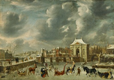 Heiligewegspoort in winter by Jan Abrahamsz. Beerstraten