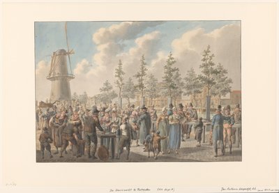 The Fish Market in Rotterdam, 1816 by Jan Anthonie Langendijk Dzn