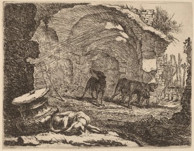 Four Dogs, One Sleeping beside a Capital by Jan Fyt