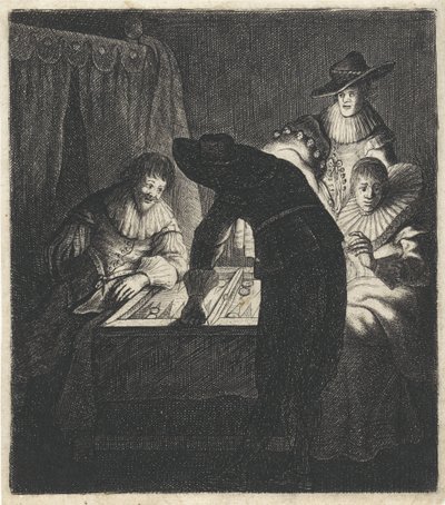 Tric-trac Players by Candlelight by Jan Gillisz. van Vliet