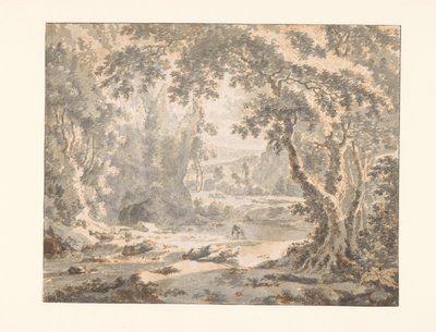 River in a Wooded Mountain Landscape by Jan Hackaert