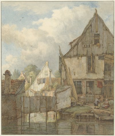 Dilapidated Houses by the Water by Jan Hulswit