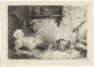 Two Dogs by Jan Karel Jacob de Jonge