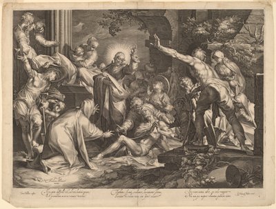 The Raising of Lazarus by Jan Muller, after Abraham Bloemaert