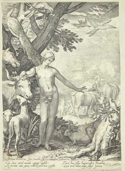 Adam Naming the Animals by Jan Saenredam