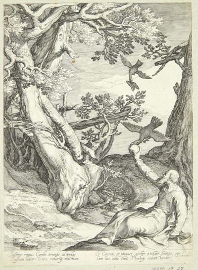 Elijah Fed by Ravens in the Wilderness by Jan Saenredam