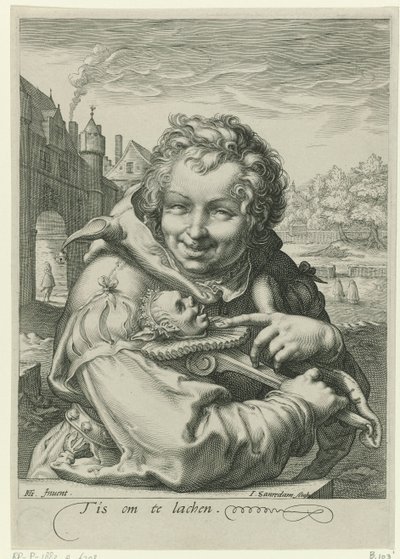 Laughing Jester with a Staff by Jan Saenredam