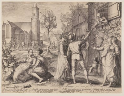 Young Couples Celebrating and Dancing by Jan Saenredam