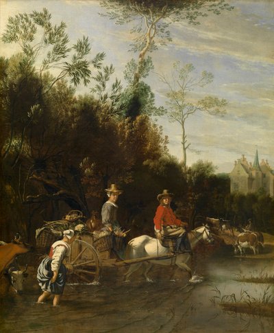 Shallow Water near a Castle by Jan Siberechts