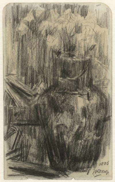 Vase with Flowers in an Interior by Jan Toorop