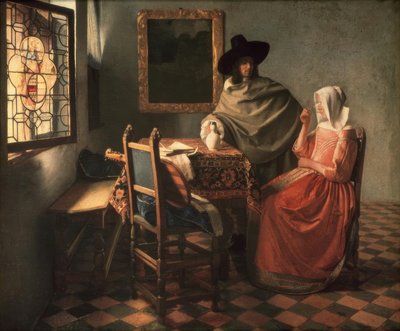 Man and Lady with Wine by Jan Vermeer van Delft