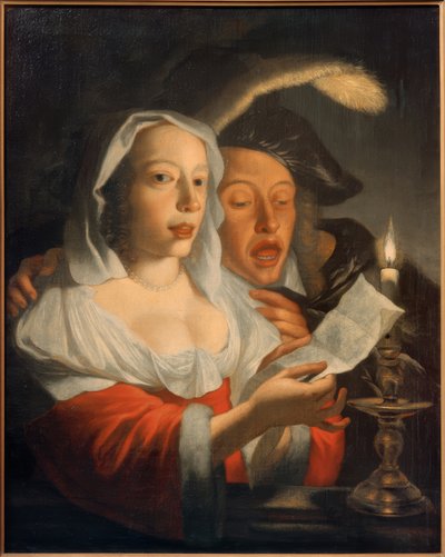 Singing Couple by Candlelight by Jan Vermeer van Utrecht