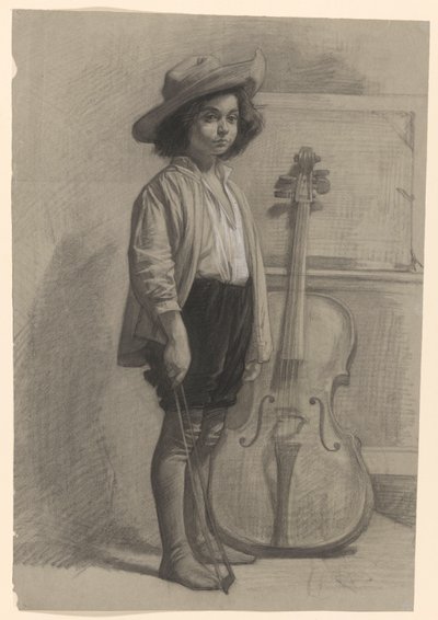 Boy Standing by a Cello by Jan Veth