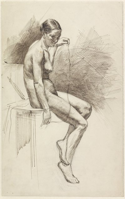 Study of Seated Female Nude by Jan Veth