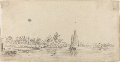 Sailboat on an Estuary by Jan van Goyen