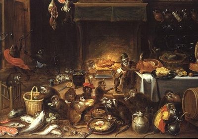 Monkeys Feasting by Jan van Kessel the Elder