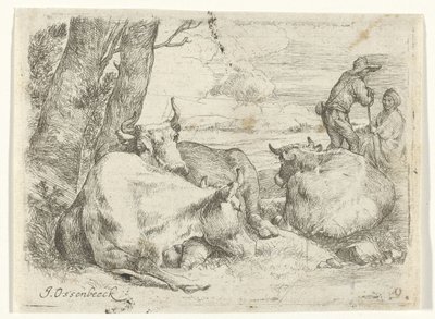 Three Cows and Two Shepherds by Jan van Ossenbeeck