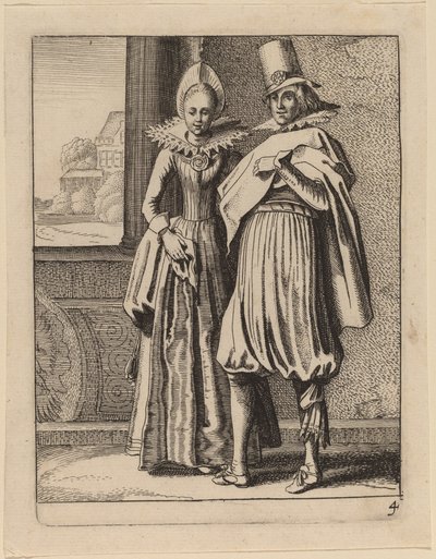 Two Figures in Costume by Jan van de Velde II