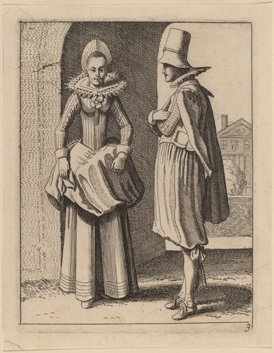 Two Figures in Costume by Jan van de Velde II