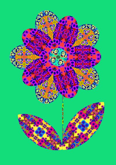 Flower Cutout on Green by Jane Tattersfield