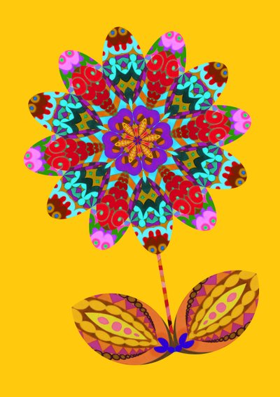 Flower Cutout on Yellow, 2020 by Jane Tattersfield