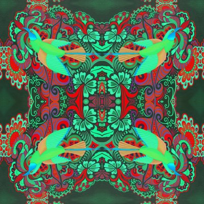 Flying Bird Pattern Green by Jane Tattersfield