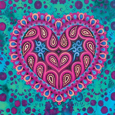 Folk Heart on green, 2016 by Jane Tattersfield